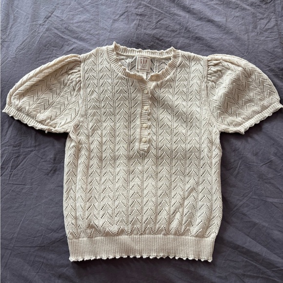 Doen x GAP Beige Knit Top with Puff Sleeves size xxs - Picture 1 of 3